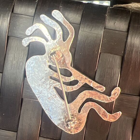 VTG Southwestern Native Sterling Silver 925 Hammered Kokopelli Pin Brooch 2” - Picture 3 of 4